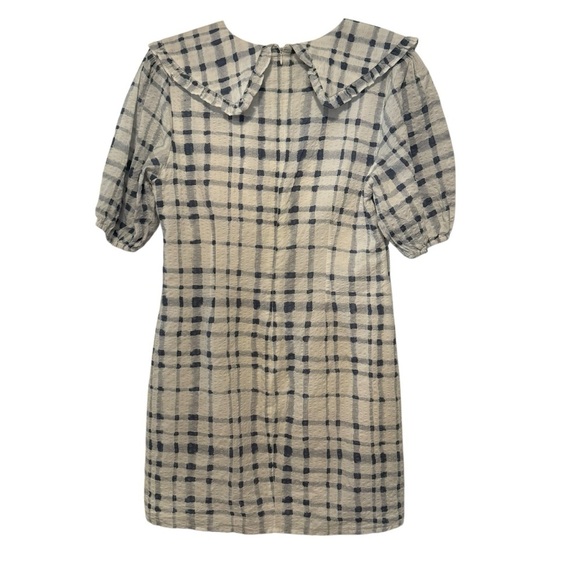 Lena blue gingham collared twee grand millennial style mini dress L - Picture 2 of 9